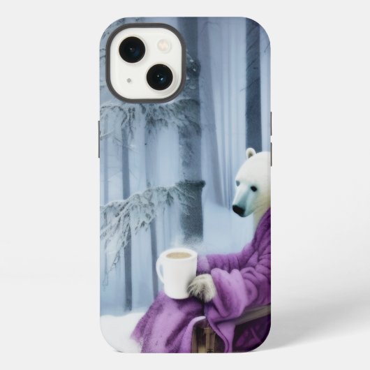 Eisbär trinkt Kaffee iPhone Hülle (Rückseite)