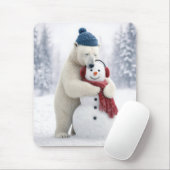 Eisbär umarmt einen Schneemann Mousepad (Mit Mouse)