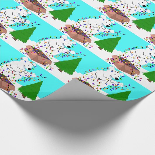 Eisbär-und Baum-Lichter Geschenkpapier (Ecke)