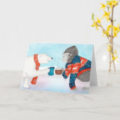 Eisbär und Gorilla Weihnachtskarte Karte (Gelbe Blume)