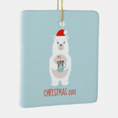Eisbär und heißer Kakao Weihnachten Keramikornament (Rechts)