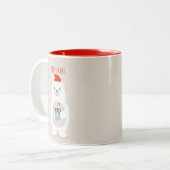 Eisbär und heißer Kakao Weihnachten Zweifarbige Tasse (Vorderseite Links)