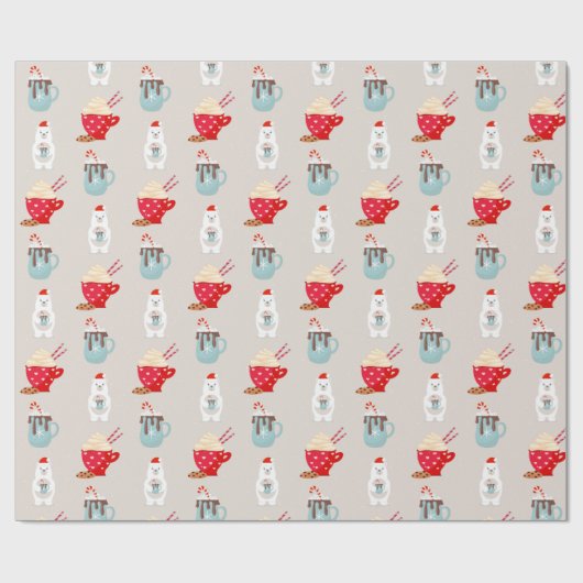 Eisbär und heißer Kakao Weihnachtsgebäck Geschenkpapier (Flach)
