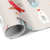 Eisbär und heißer Kakao Weihnachtsgebäck Geschenkpapier (Rolleneckpunkt)