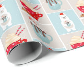 Eisbär und heißer Kakao Weihnachtsgebäck Geschenkpapier (Rolleneckpunkt)