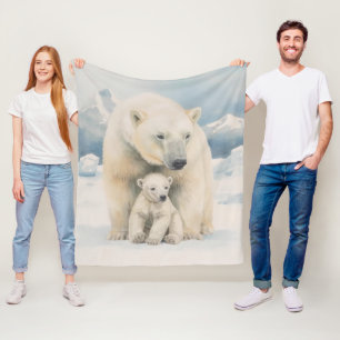 Eisbär und Jungtier Arktische Eleganz Fleecedecke