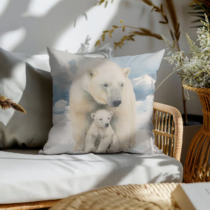 Eisbär und Jungtier Arktische Eleganz Kissen