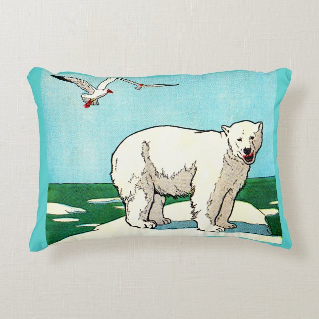 Eisbär und Möwen Dekokissen (Vorderseite)