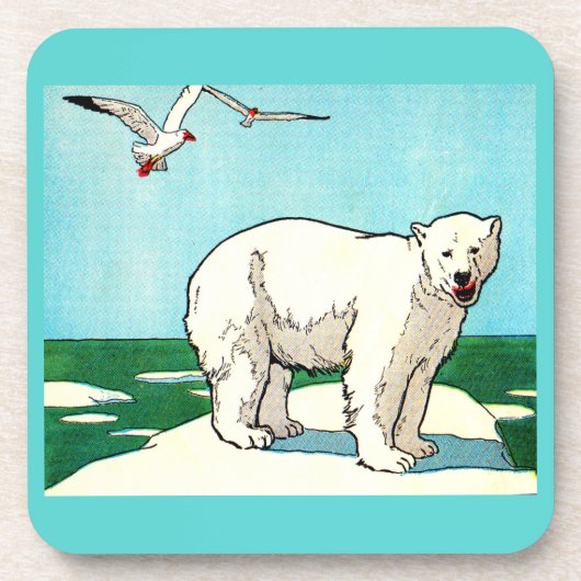 Eisbär und Möwen Getränkeuntersetzer (Vorderseite)