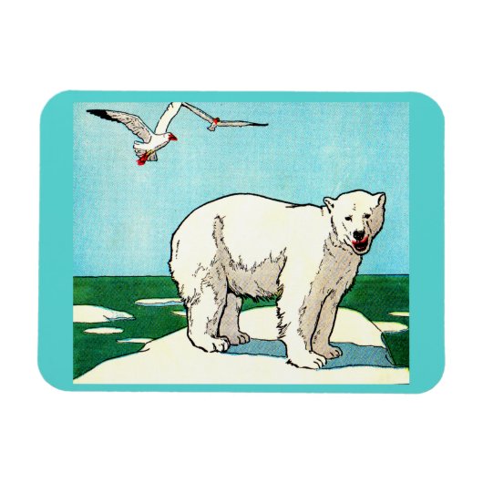Eisbär und Möwen Magnet (Horizontal)