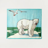 Eisbär und Möwen Wandteppich (Vorderseite (Horizontal))