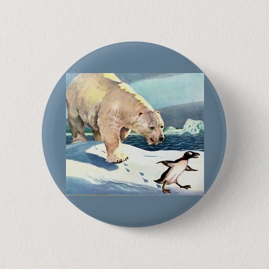 Eisbär und Pinguin der 40er Jahre Button (Vorderseite)