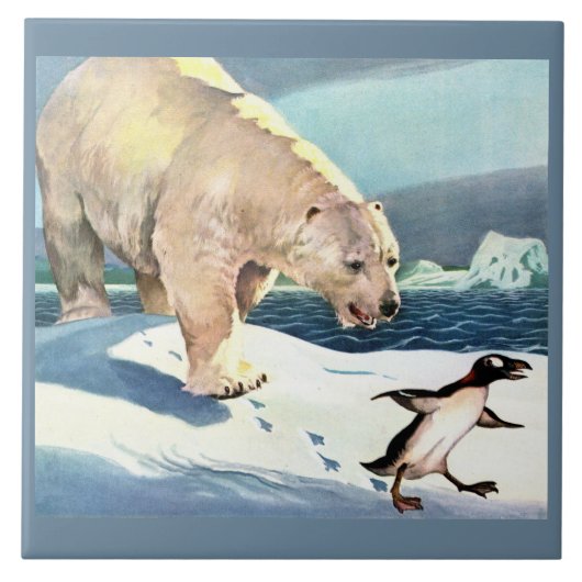 Eisbär und Pinguin der 40er Jahre Fliese (Vorderseite)