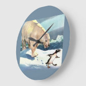 Eisbär und Pinguin der 40er Jahre Große Wanduhr (Winkel)
