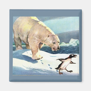 Eisbär und Pinguin der 40er Jahre Magnet