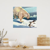 Eisbär und Pinguin der 40er Jahre Poster (Küche)