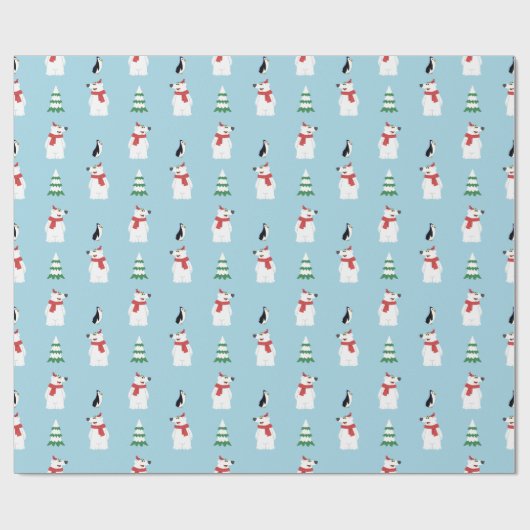 Eisbär und Pinguin Geschenkpapier (Flach)