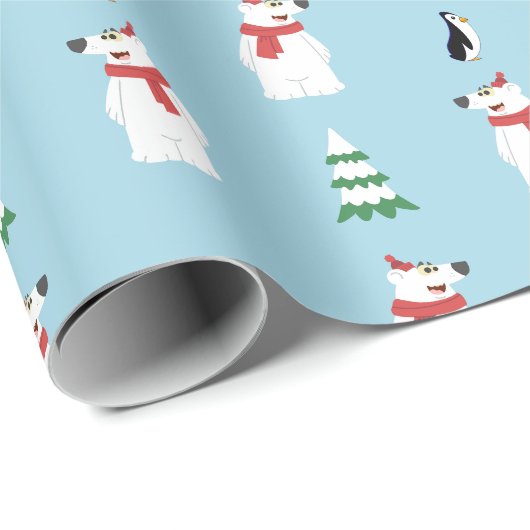 Eisbär und Pinguin Geschenkpapier (Rolleneckpunkt)