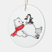 Eisbär und Pinguin Keramik Ornament (Links)