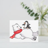 Eisbär und Pinguin Postkarte (Stehend Vorderseite)