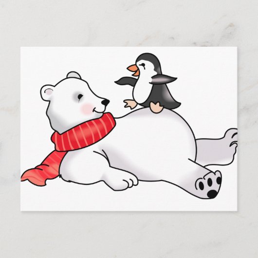 Eisbär und Pinguin Postkarte (Vorderseite)
