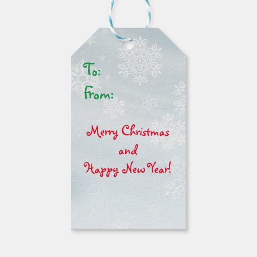 Eisbär und Pinguin Weihnachtsmarken Geschenkanhänger (Rückseite)