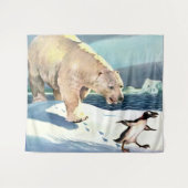 Eisbär- und Pinguindruck der 40er Jahre Wandteppich (Vorderseite (Horizontal))