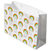 Eisbär und Regenbogen Große Geschenktasche Geschenktüte (Rückseite Schrägansicht)