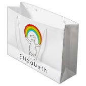 Eisbär und Regenbogen Große Geschenktasche Geschenktüte (Vorderseite Schrägansicht)