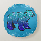 Eisbär und Schneeflocken Rundes Kissen (Vorderseite)