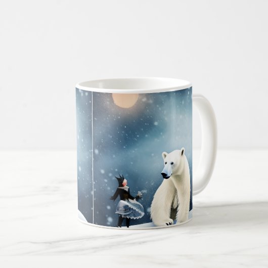 Eisbär und Schneeföhre Kaffeetasse (VorderseiteRechts)