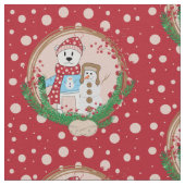 Eisbär und Schneemann Weihnachtsmuster Stoff (Nahaufnahme)