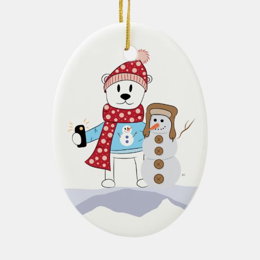 Eisbär und Schneemann Weihnachtsschmuck (Hinten)