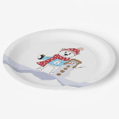 Eisbär und Snowman Weißer Holiday Paper Teller (Schrägansicht)