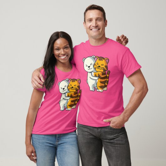 Eisbär und Tiger Süße Tier lange umarmt Wom T-Shirt (Unisex)