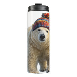 Eisbär und Winterhasenmütze Reise-Wasserflasche Thermosbecher