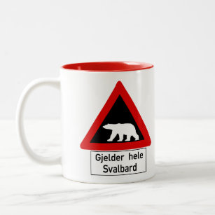 Eisbär, Verkehrszeichen, Norwegen Zweifarbige Tasse