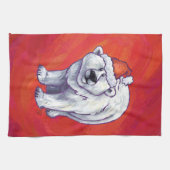 Eisbär-Weihnachten auf Rot Küchentuch (Horizontal)