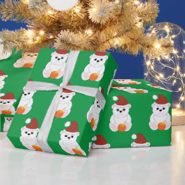 Eisbär Weihnachten Weihnachtsmannmütze niedliches  Geschenkpapier