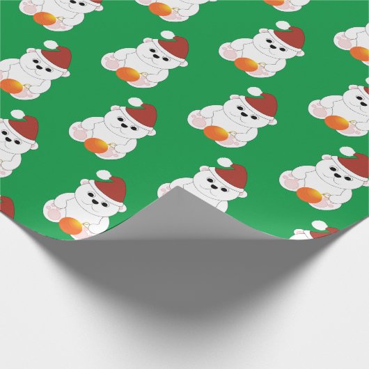 Eisbär Weihnachten Weihnachtsmannmütze niedliches Geschenkpapier (Ecke)
