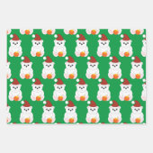 Eisbär Weihnachten Weihnachtsmannmütze niedliches  Geschenkpapier Set (Vorderseite)