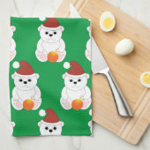 Eisbär Weihnachten Weihnachtsmannmütze niedliches  Geschirrtuch (Viertel Falte)
