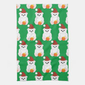 Eisbär Weihnachten Weihnachtsmannmütze niedliches  Geschirrtuch (Vertikal)