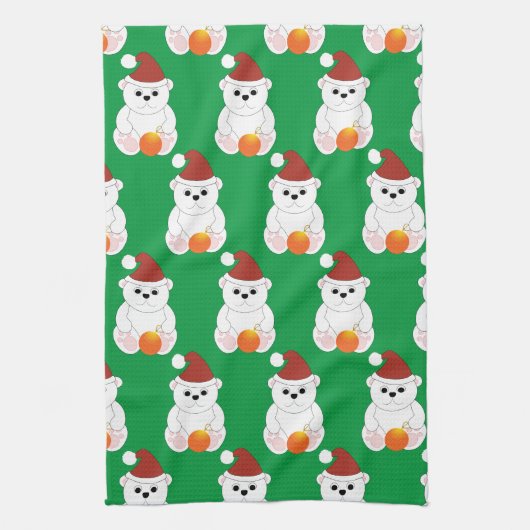 Eisbär Weihnachten Weihnachtsmannmütze niedliches Geschirrtuch (Vertikal)