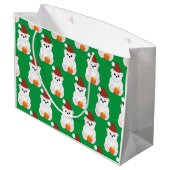 Eisbär Weihnachten Weihnachtsmannmütze niedliches Große Geschenktüte (Rückseite Schrägansicht)