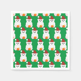 Eisbär Weihnachten Weihnachtsmannmütze niedliches  Serviette