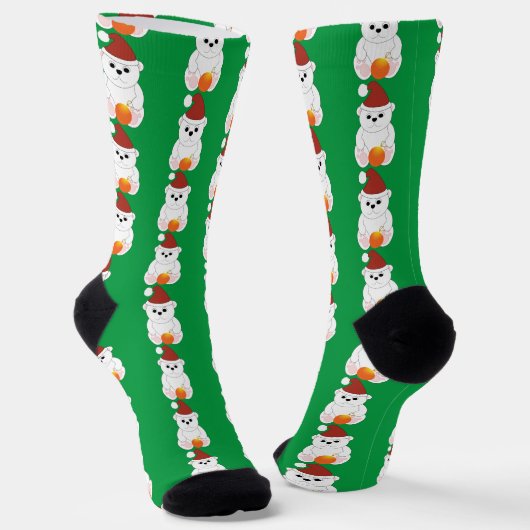 Eisbär Weihnachten Weihnachtsmannmütze niedliches Socken (Gewinkelt)