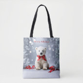 Eisbär-Weihnachts-Feiertags-Tasche Tasche (Vorderseite)