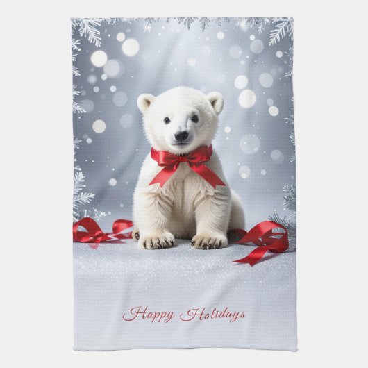 Eisbär-Weihnachts-Küchenhandtuch Geschirrtuch (Vertikal)