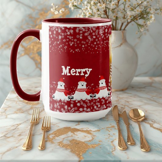 Eisbär Weihnachtskerzenbaum Winterschneeflocke Tasse